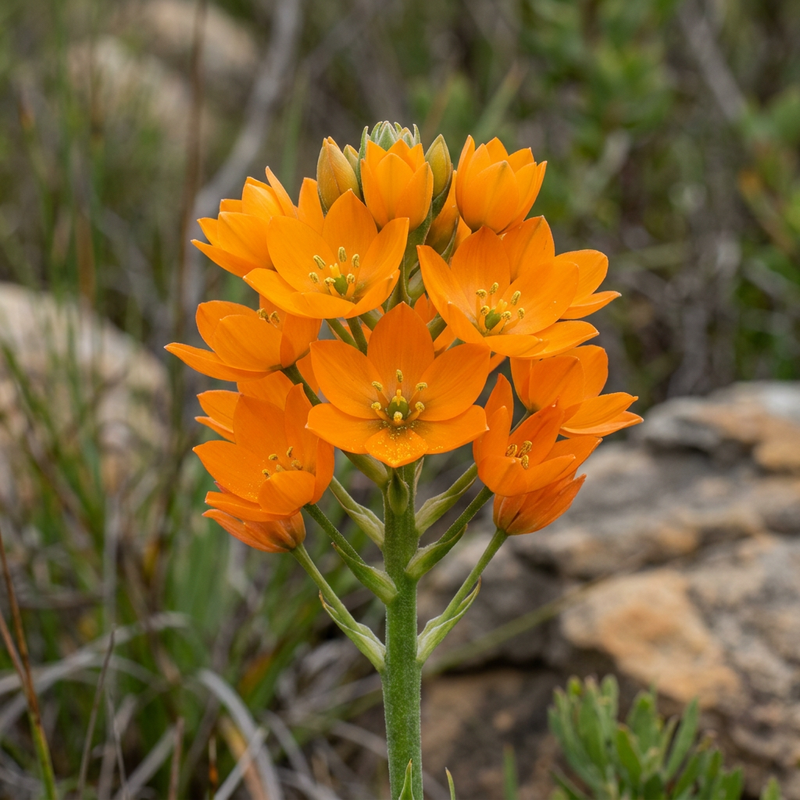 Orangemilchstern (Ornithogalum dubium), KI-Illustration