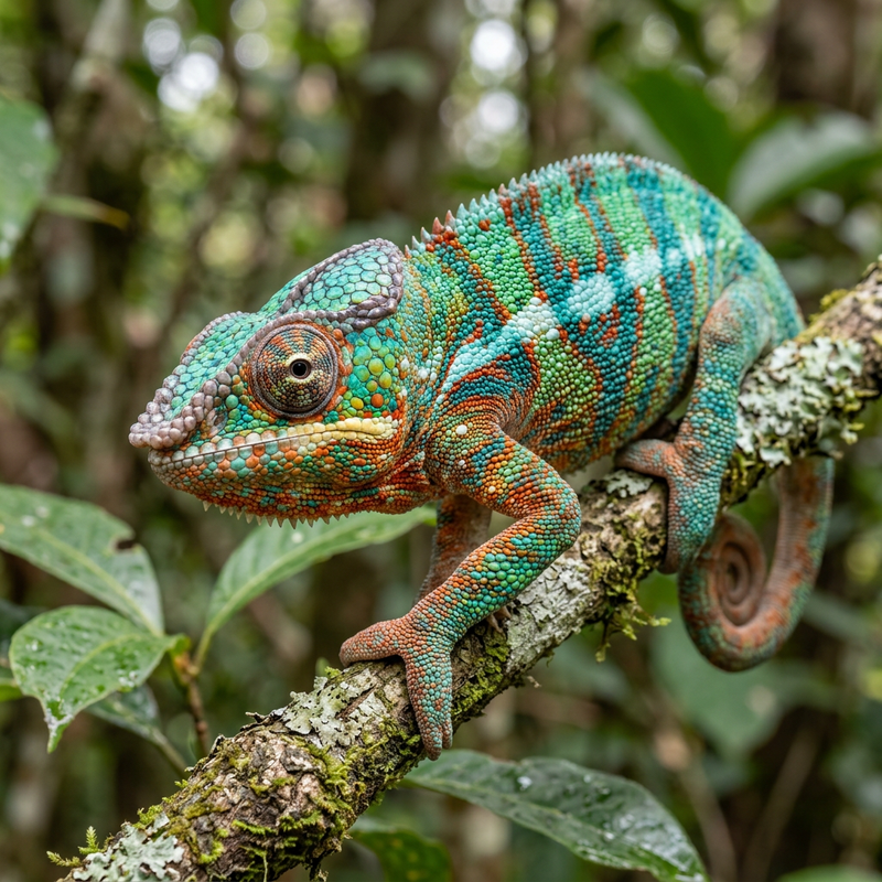 Pantherchamäleon (Furcifer pardalis), KI-Illustration
