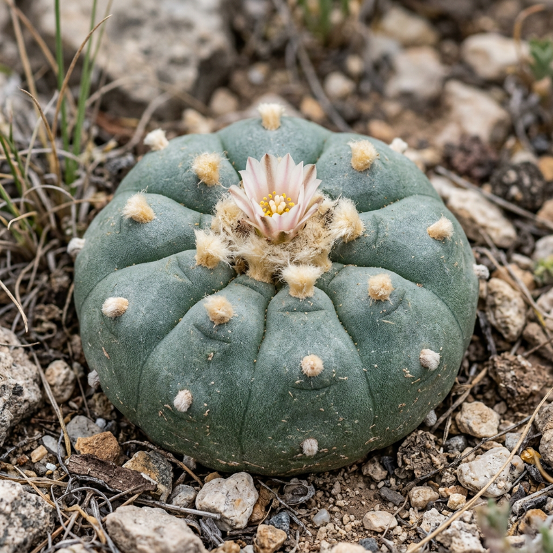 Peyote-Kaktus (Lophophora williamsii), KI-Illustration