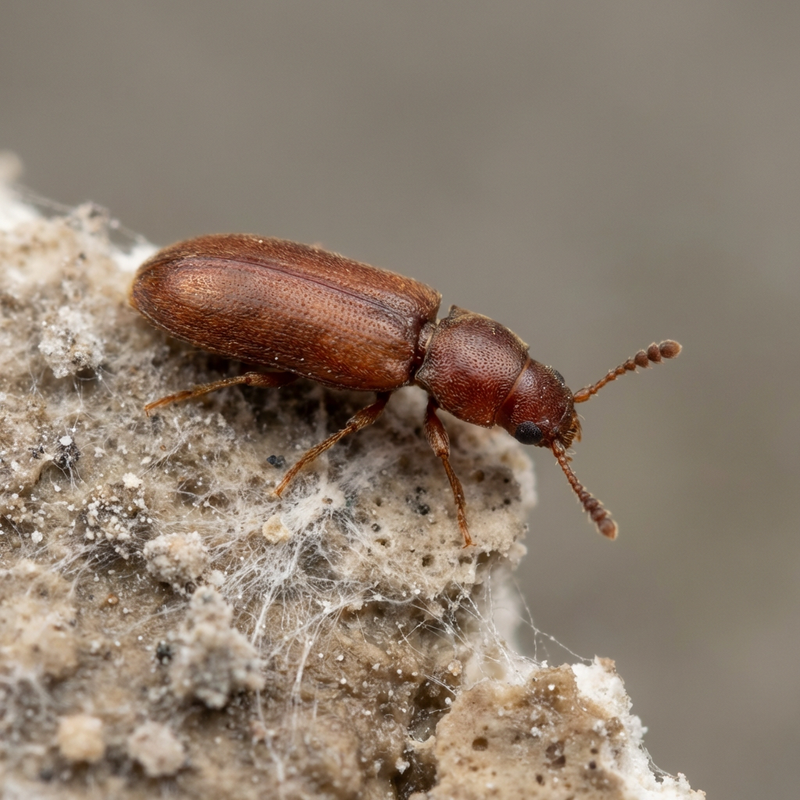 Plaster Beetles (Cartodere constricta), KI-Illustration