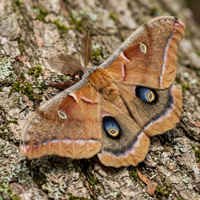 Polyphemus-Spinner (Antheraea polyphemus), KI-Illustration