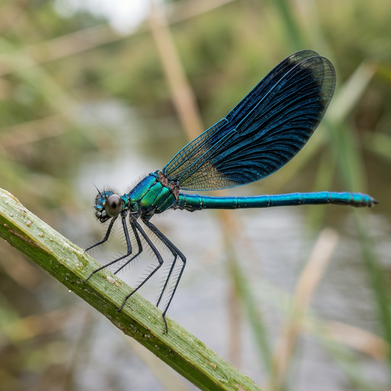 Prachtlibelle (Calopteryx), KI-Illustration