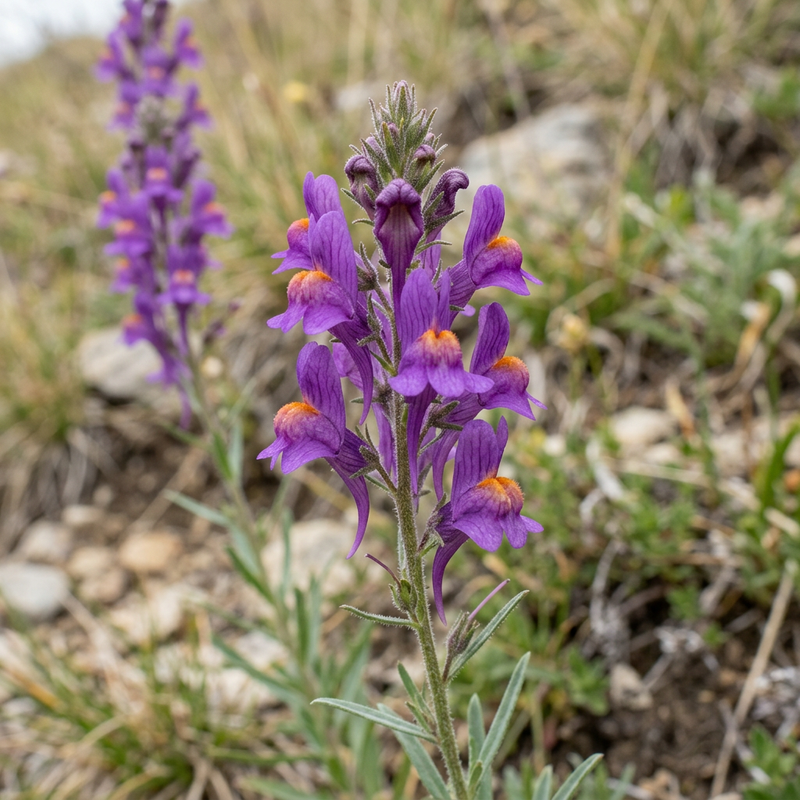 Purpur-Leinkraut (Linaria purpurea), KI-Illustration