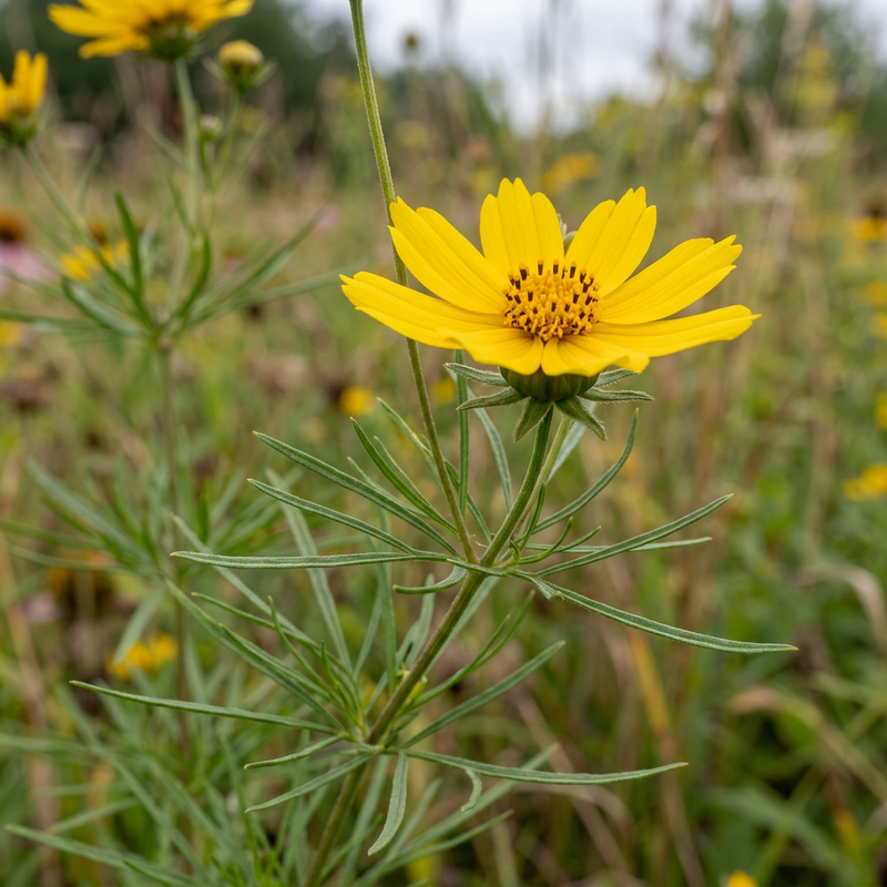 Quirlblättriges Mädchenauge (Coreopsis verticillata), KI-Illustration