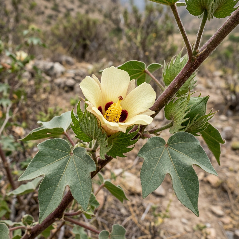 Raimond-Baumwolle (Gossypium raimondii), KI-Illustration