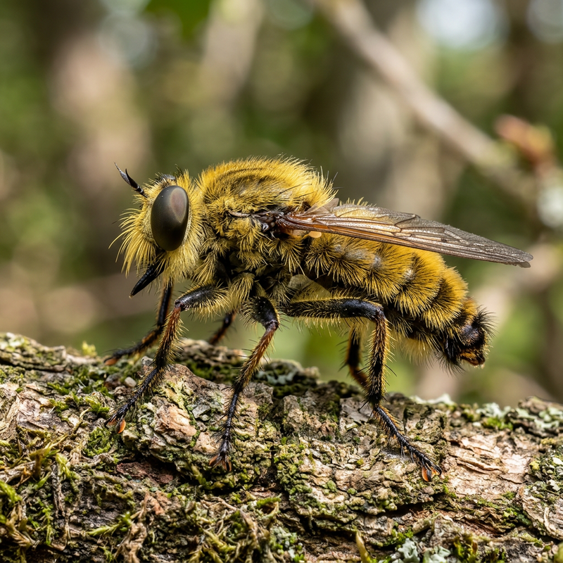 Raubfliege (Laphria), KI-Illustration