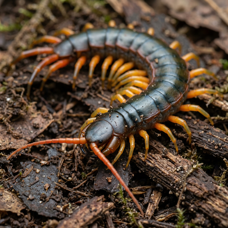 Riesenhundertfüßer (Gattung Scolopendra) (Ethmostigmus trigonopodus), KI-Illustration