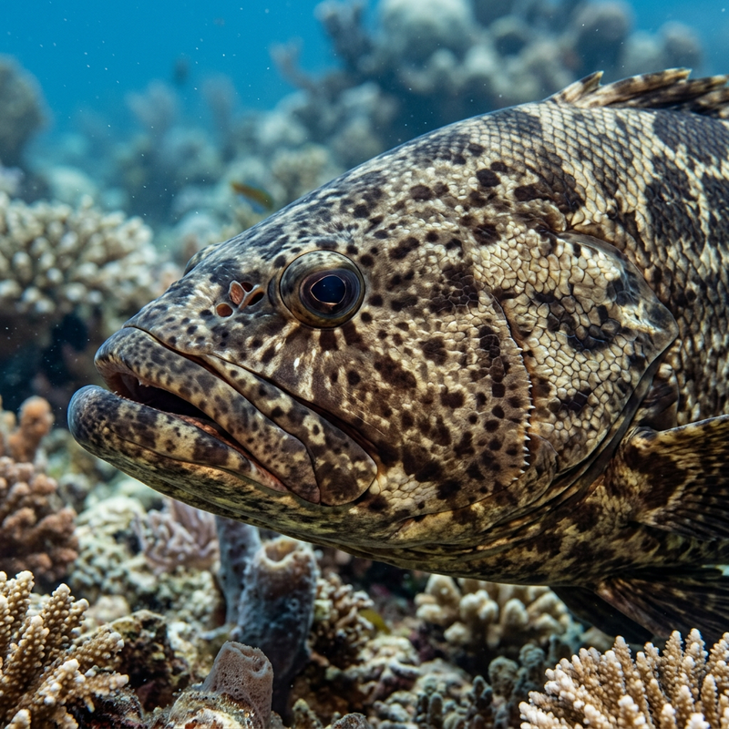 Riesenzackenbarsch (Epinephelus lanceolatus), KI-Illustration