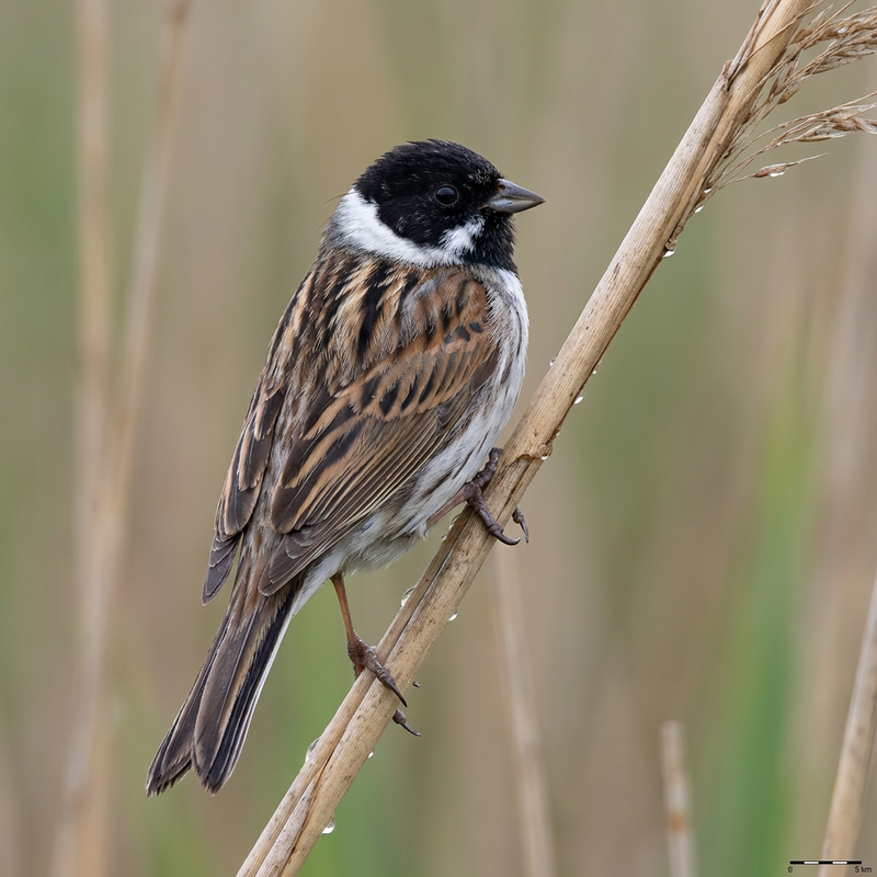 Rohrammer (Emberiza schoeniclus), KI-Illustration