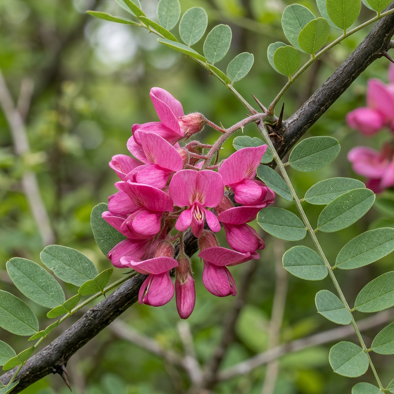 Rosa Robinie (Robinia margaretta), KI-Illustration