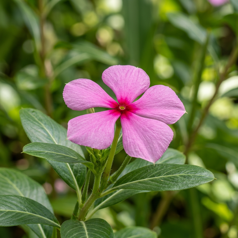 Rosafarbene Catharanthe (Madagaskar-Immergrün) (Catharanthus roseus), KI-Illustration
