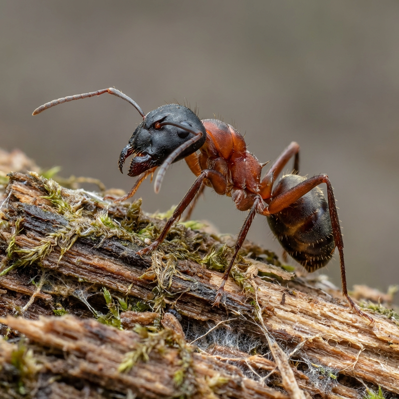 Braunschwarze Rossameise (Camponotus ligniperdus), KI-Illustration