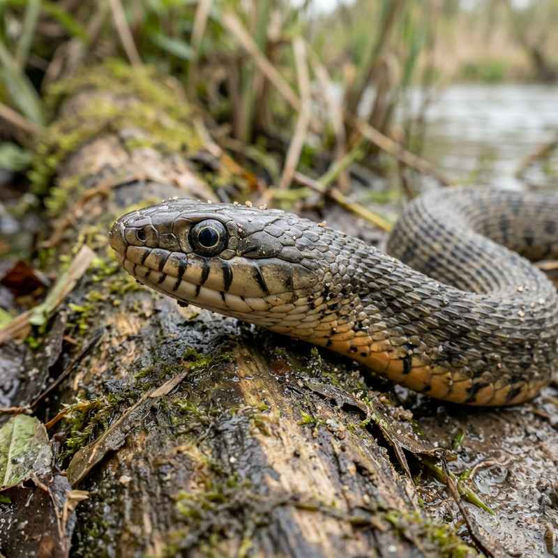 Rotbauch-Wassernatter (Nerodia erythrogaster transversa), KI-Illustration