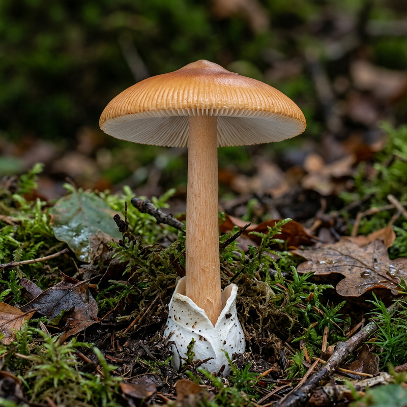 Rotbrauner Scheidenstreifling (Amanita fulva), KI-Illustration