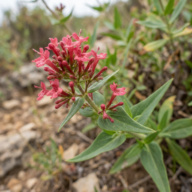 Rote Spornblume (Centranthus ruber), KI-Illustration