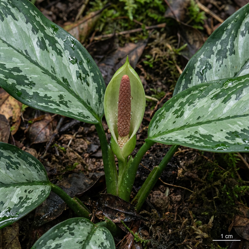 Roter Kolbenfaden (Aglaonema commutatum), KI-Illustration