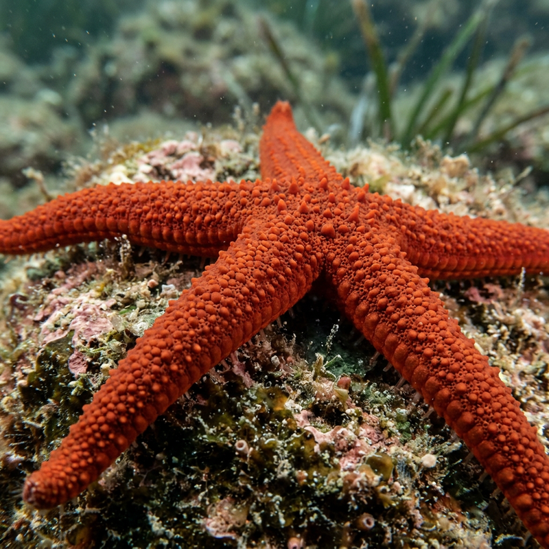 Roter Seestern (Echinaster sepositus), KI-Illustration