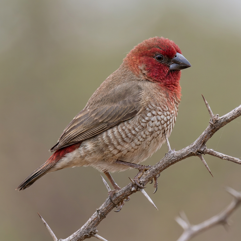 Rotkopf-Amarant (Amadina erythrocephala), KI-Illustration