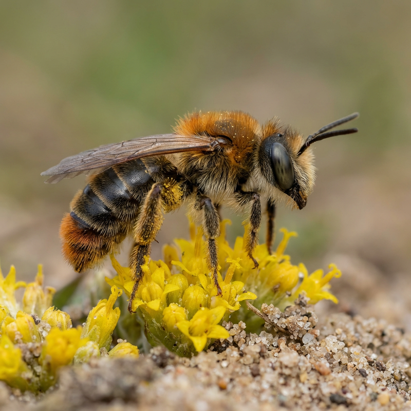 Rotschopfige Sandbiene (Andrena haemorrhoa), KI-Illustration