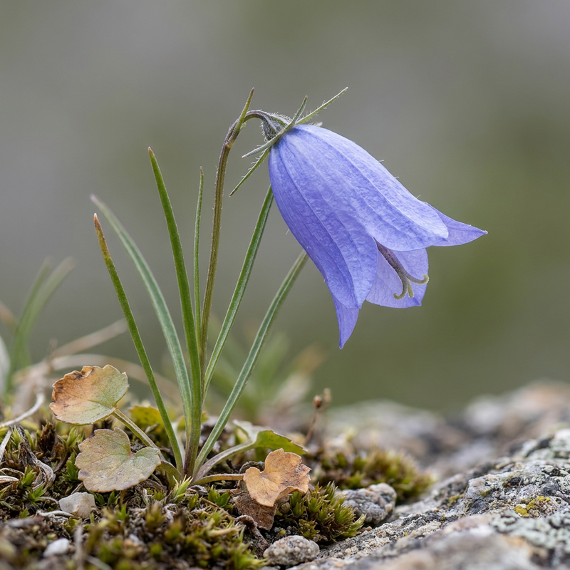 Rundblättrige Glockenblume (Campanula rotundifolia), KI-Illustration