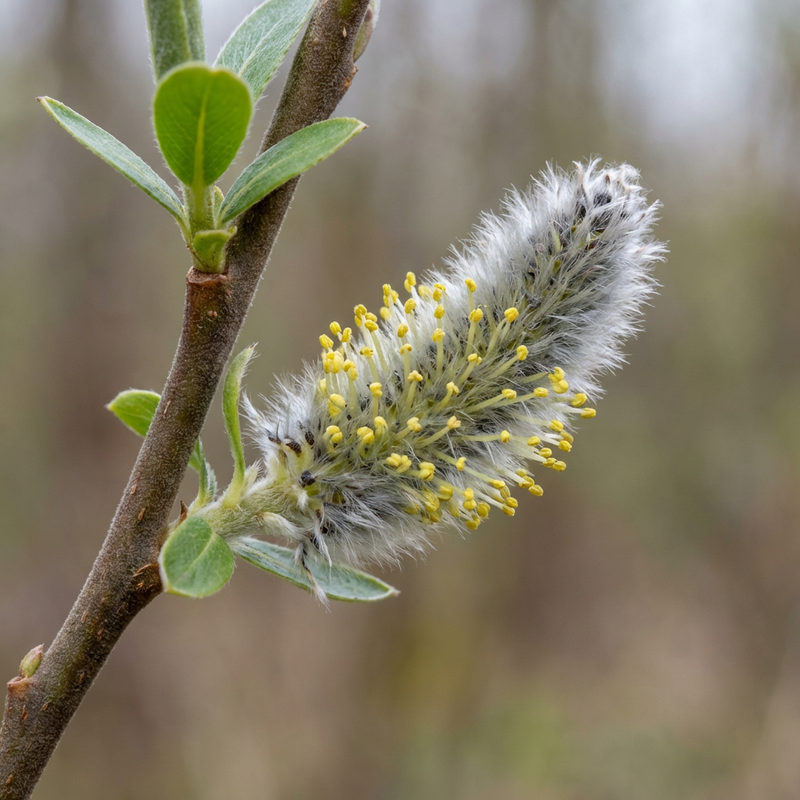 Sal-Weide (Salix caprea), KI-Illustration