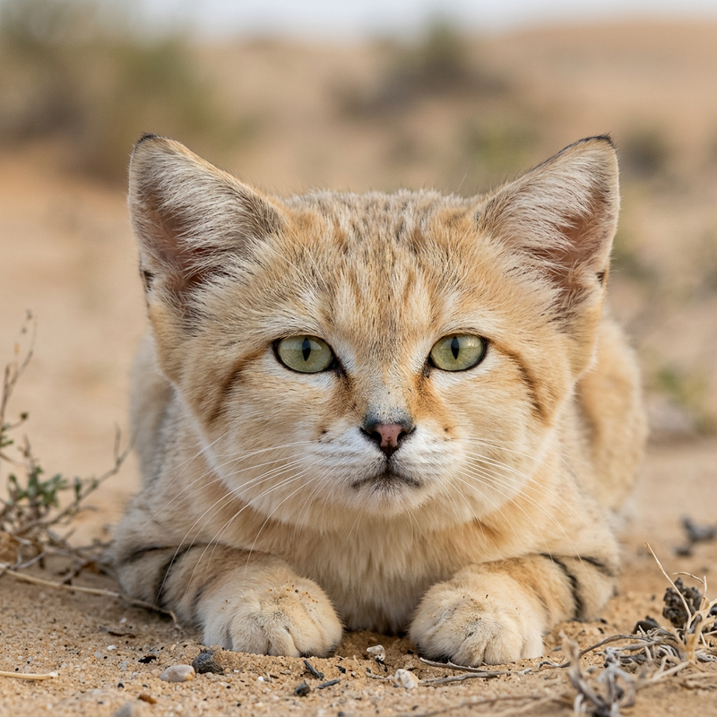 Sandkatze (Felis margarita), KI-Illustration