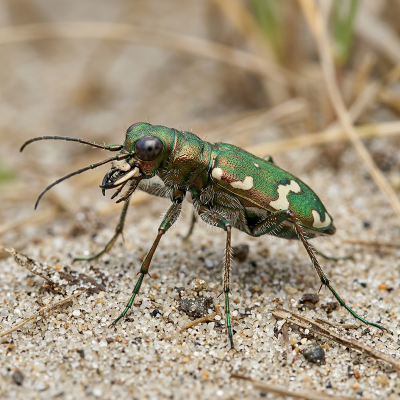 Sandlaufkäfer (Cicindela), KI-Illustration