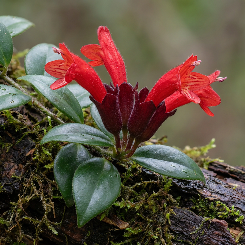 Schamblume (Aeschynanthus radicans), KI-Illustration