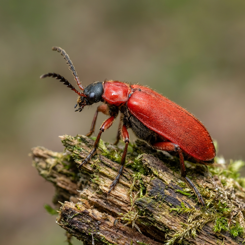 Scharlachroter Feuerkäfer (Pyrochroa coccinea), KI-Illustration