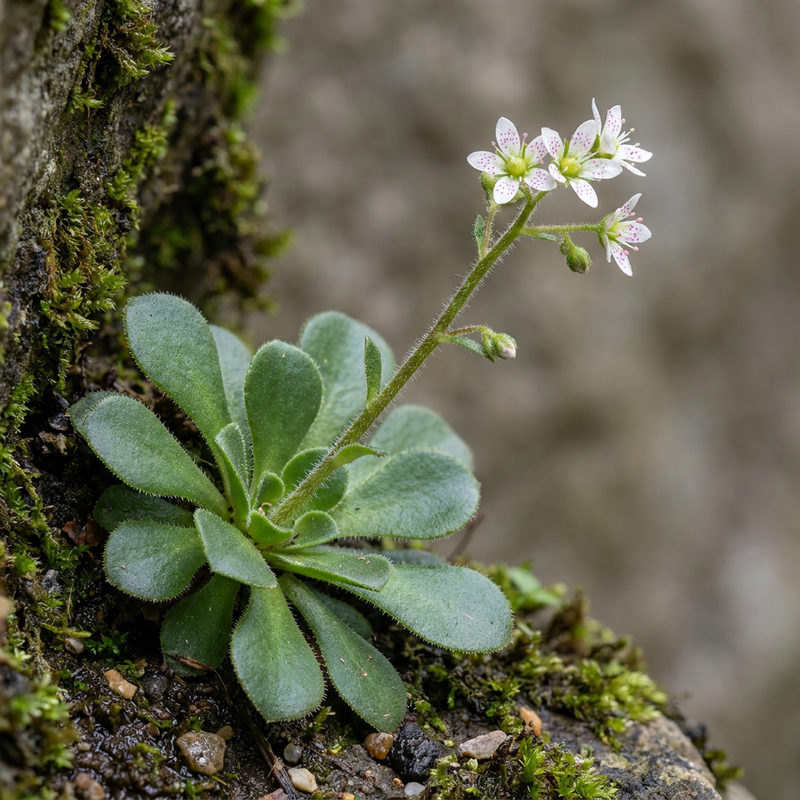 Schatten-Steinbrech (Saxifraga umbrosa), KI-Illustration