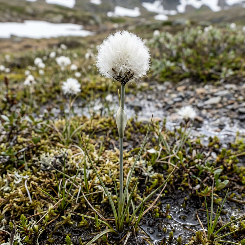 Scheuchzers Wollgras (Eriophorum scheuchzeri), KI-Illustration