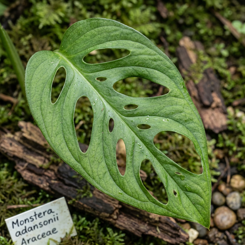 Schiefblättriges Fensterblatt (Monstera adansonii), KI-Illustration
