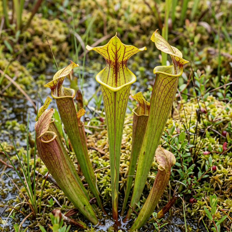 Schlauchpflanze (Sarracenia), KI-Illustration