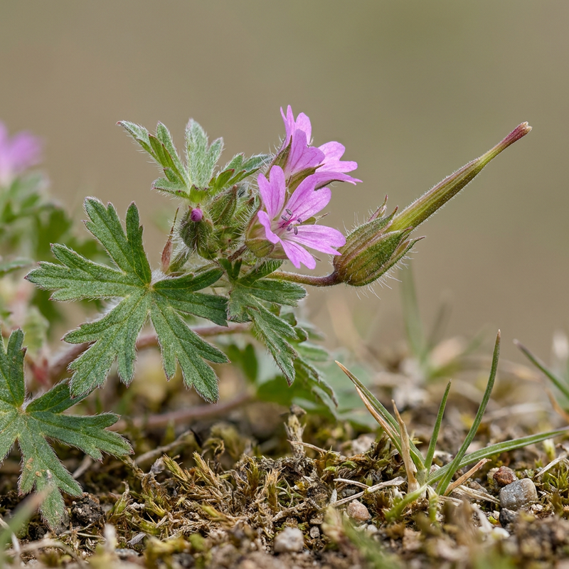 Schlitzblättriger Storchschnabel (Geranium dissectum), KI-Illustration