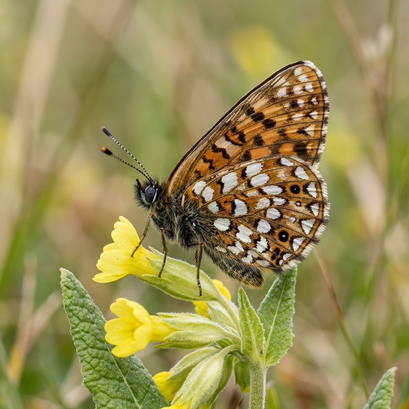 Schlüsselblumen-Würfelfalter (Hamearis lucina), KI-Illustration