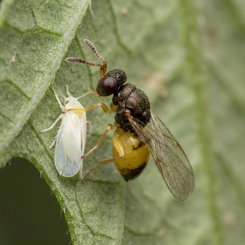 Schlupfwespe (Weisse Fliegen) (Encarsia formosa), KI-Illustration