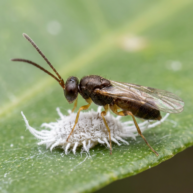 Schlupfwespe (Wolllaeuse) (Leptomastix dactylopii), KI-Illustration