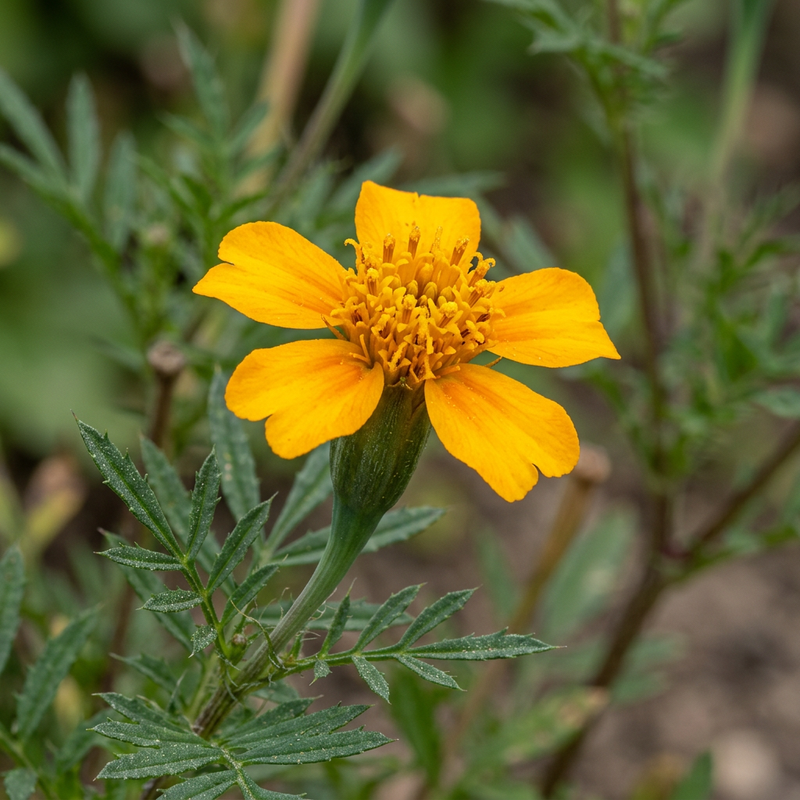 Schmalblättrige Studentenblume (Tagetes tenuifolia), KI-Illustration