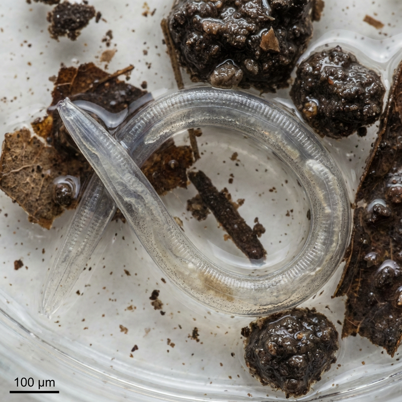 Schneckennematoden (California) (Phasmarhabditis californica), KI-Illustration