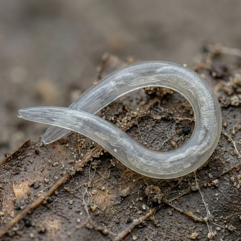 Schneckennematoden (Phasmarhabditis hermaphrodita), KI-Illustration