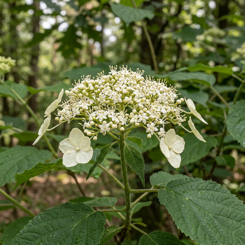 Schneeball-Hortensie (Hydrangea arborescens), KI-Illustration