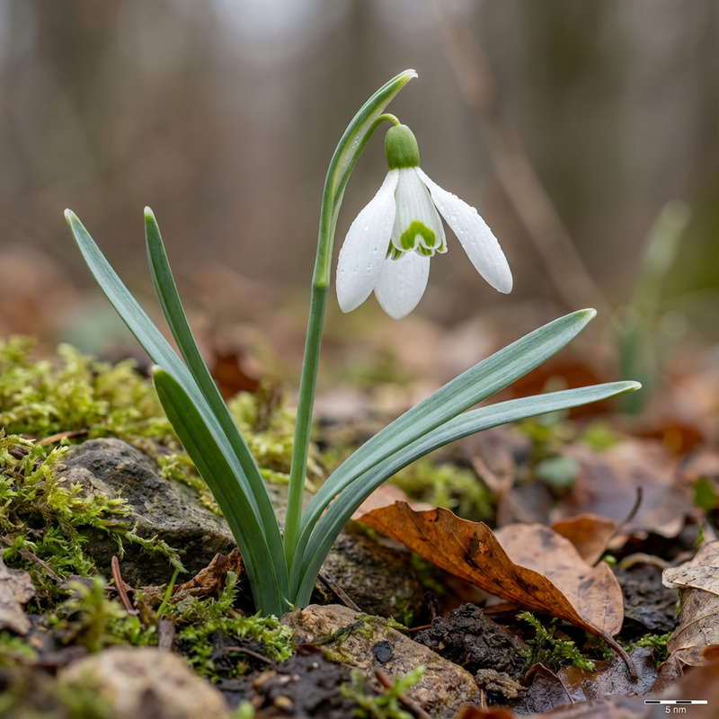 Schneegloeckchen (Galanthus reginae-olgae), KI-Illustration