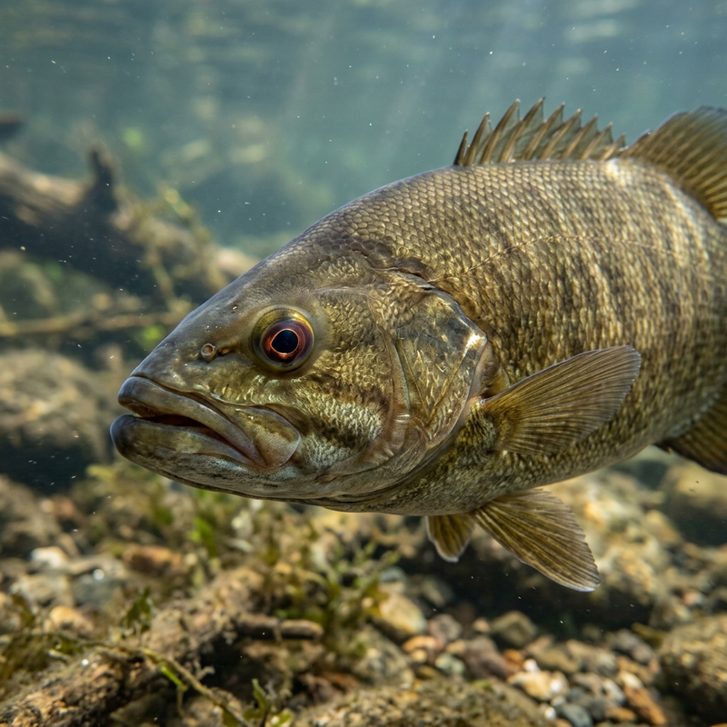 Schwarzbarsch (Micropterus dolomieu), KI-Illustration