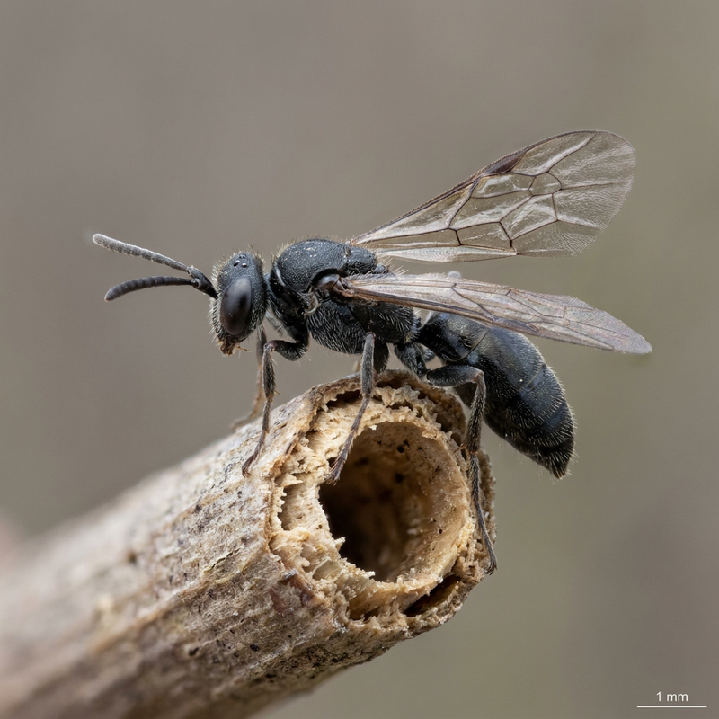 Schwarze Grabwespe (Psenulus pallipes), KI-Illustration
