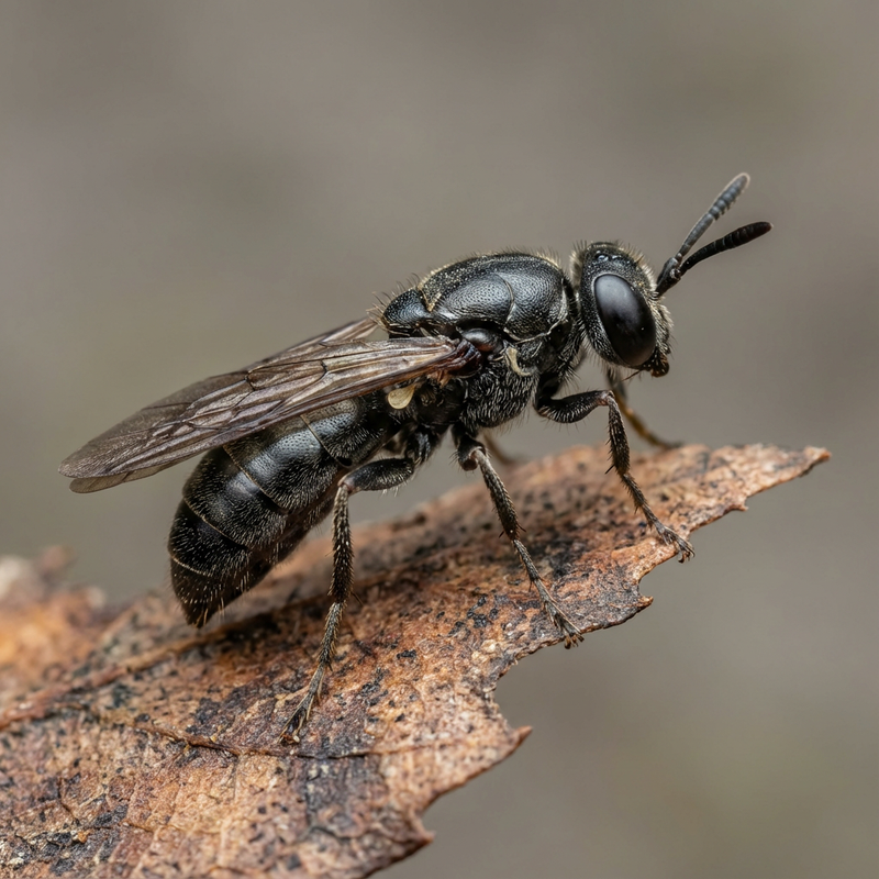 Schwarze Soldatenfliege (Hermetia illucens), KI-Illustration