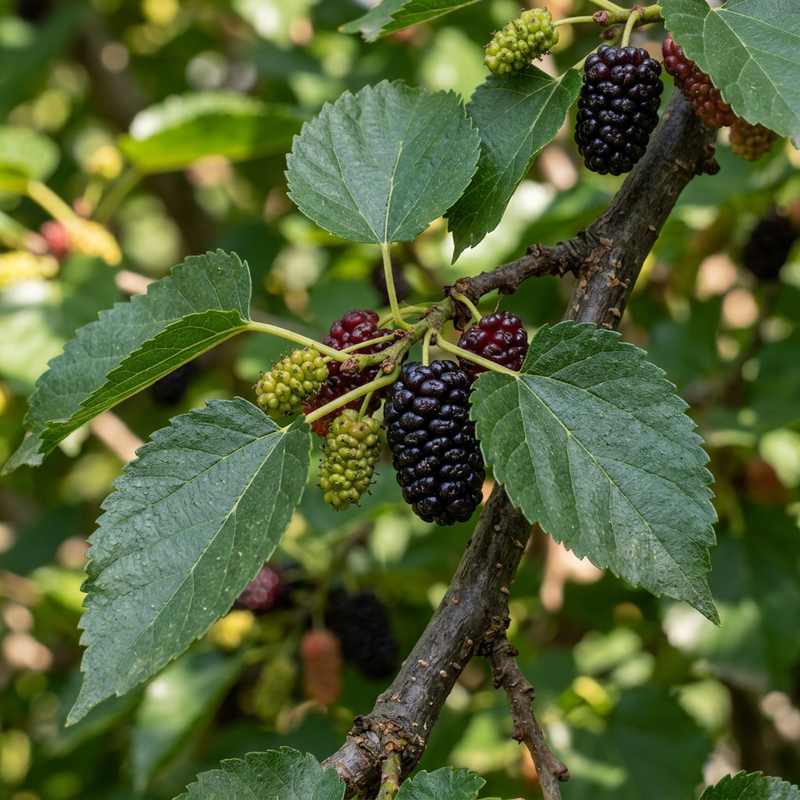 Schwarzer Maulbeerbaum (Morus nigra), KI-Illustration