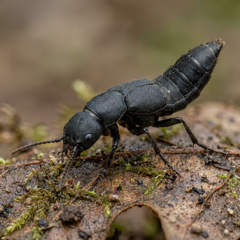 Schwarzer Moderkäfer (Ocypus olens), KI-Illustration