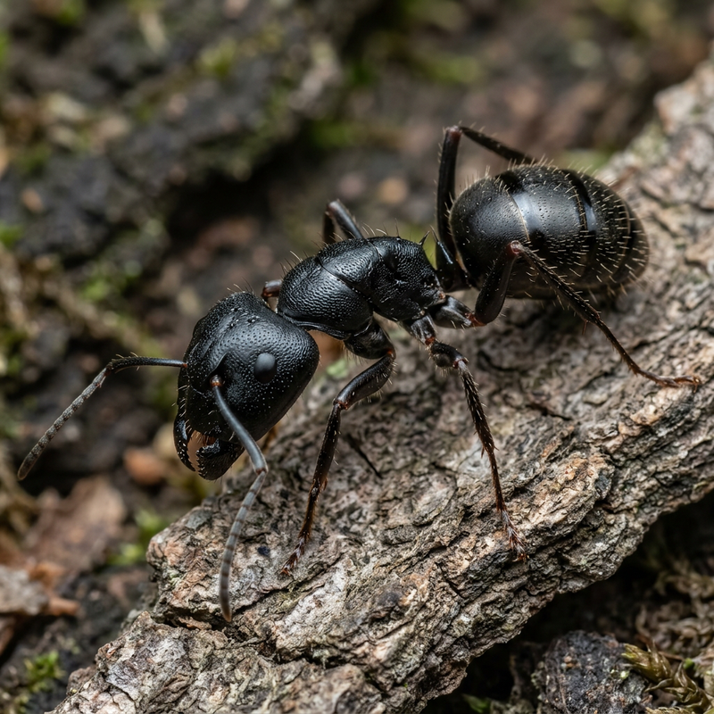 Schwarzglänzende Rossameise (Camponotus vagus), KI-Illustration