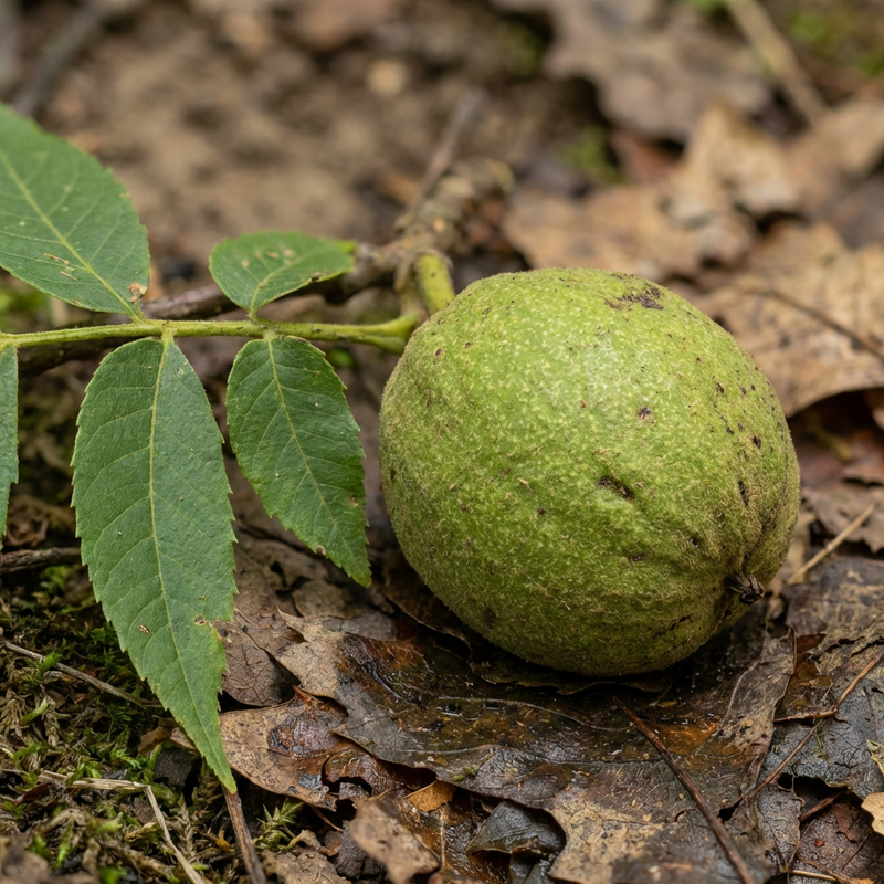 Schwarznuss (Juglans nigra), KI-Illustration