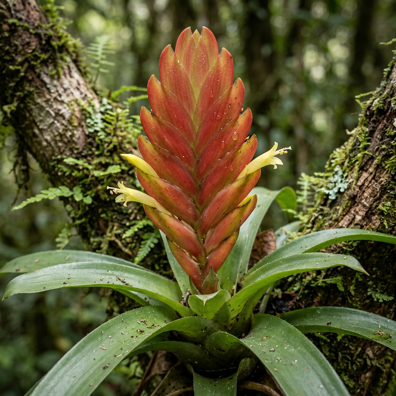 Schwertbromelien (Vriesea muelleri), KI-Illustration